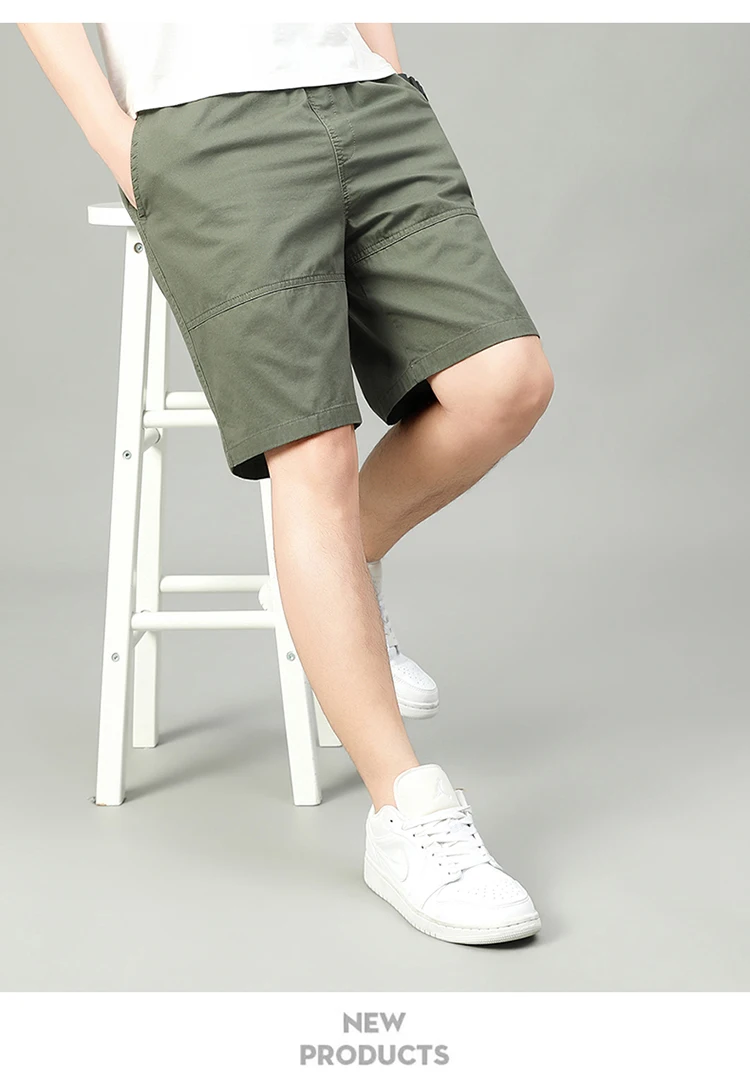 Summer Shorts Man 100% Cotton Lightweight Breathable Casual Fashion Short Pants Elastic Drawstring Outdoor Hiking Shorts