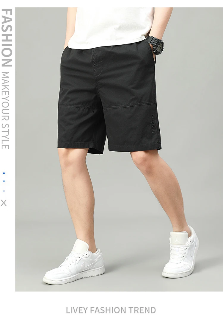 Summer Shorts Man 100% Cotton Lightweight Breathable Casual Fashion Short Pants Elastic Drawstring Outdoor Hiking Shorts