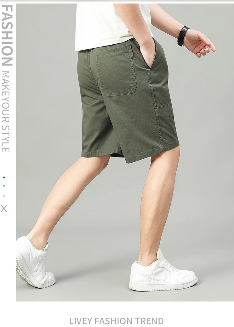 Summer Shorts Man 100% Cotton Lightweight Breathable Casual Fashion Short Pants Elastic Drawstring Outdoor Hiking Shorts