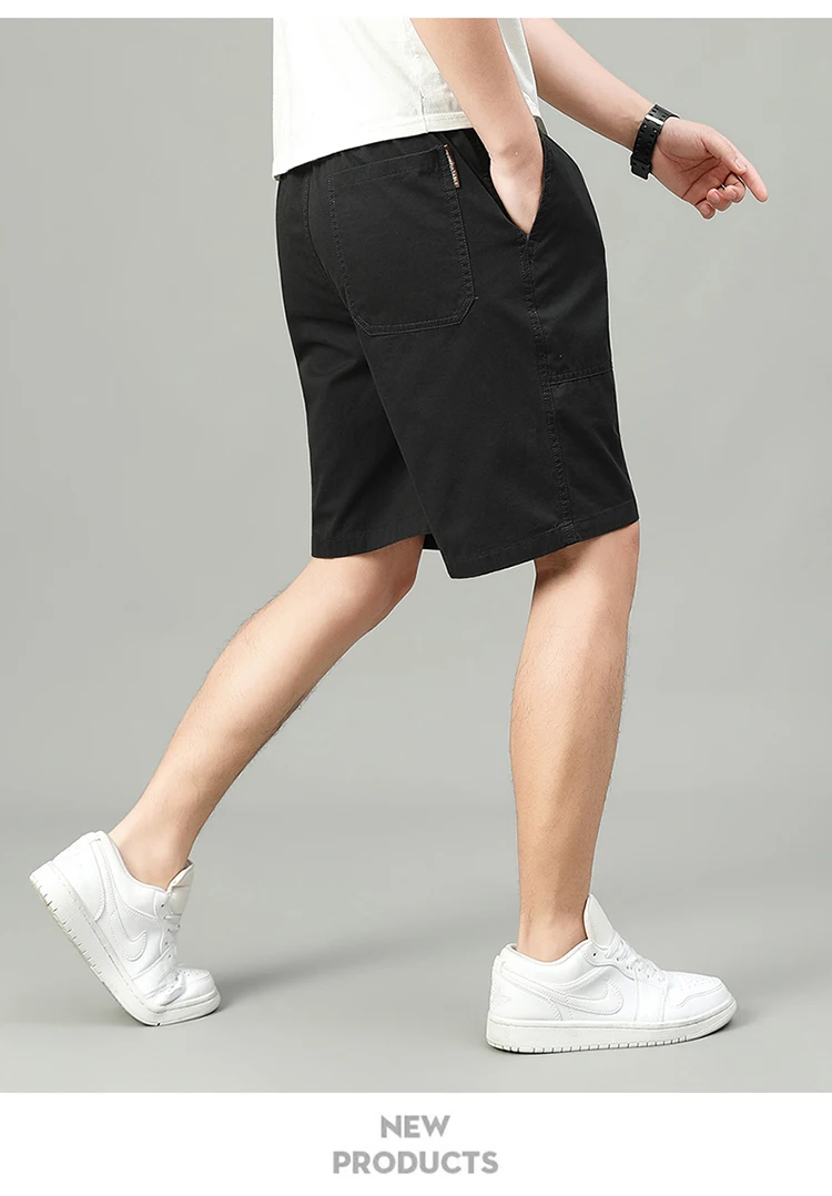 Summer Shorts Man 100% Cotton Lightweight Breathable Casual Fashion Short Pants Elastic Drawstring Outdoor Hiking Shorts