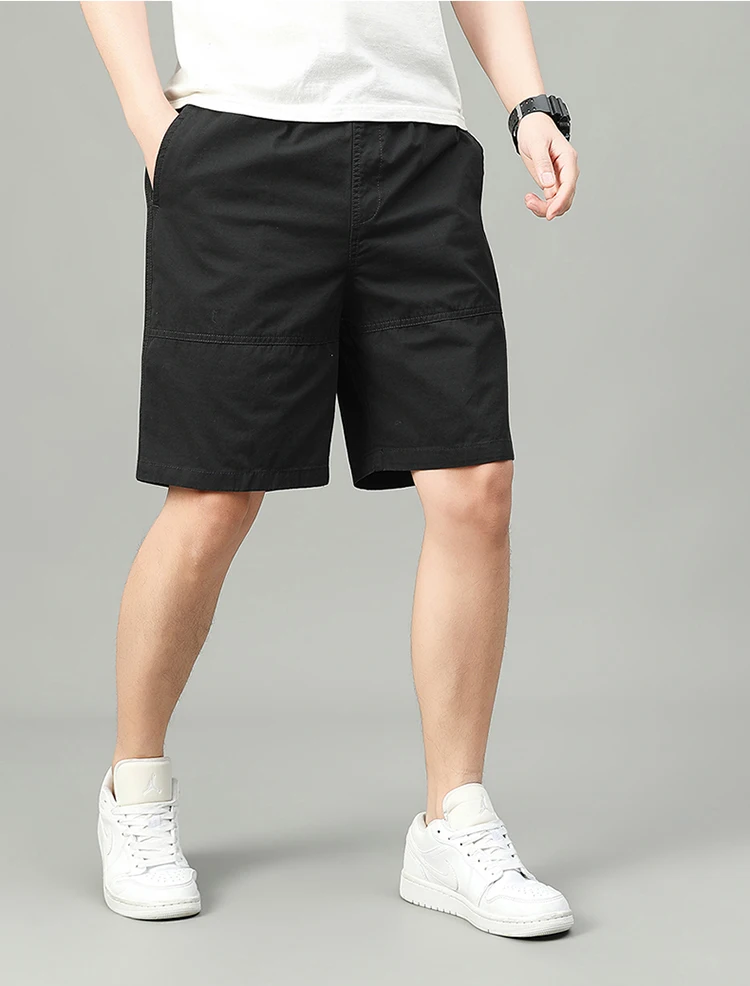 Summer Shorts Man 100% Cotton Lightweight Breathable Casual Fashion Short Pants Elastic Drawstring Outdoor Hiking Shorts