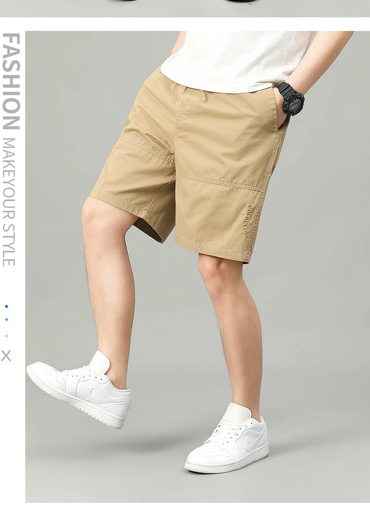 Summer Shorts Man 100% Cotton Lightweight Breathable Casual Fashion Short Pants Elastic Drawstring Outdoor Hiking Shorts