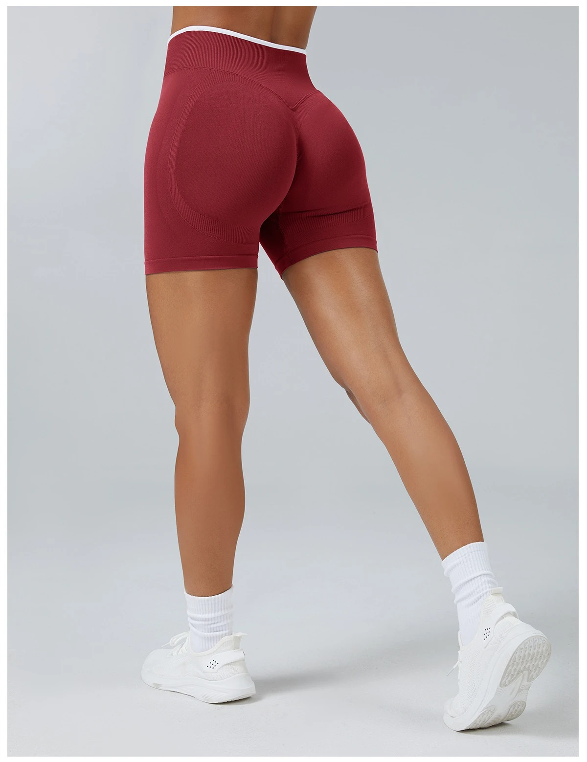 Seamless White Edge Color Block Yoga Shorts Women High Waist Butt Lifting Workout Gym Shorts Gym Running Wear Alone Leggings