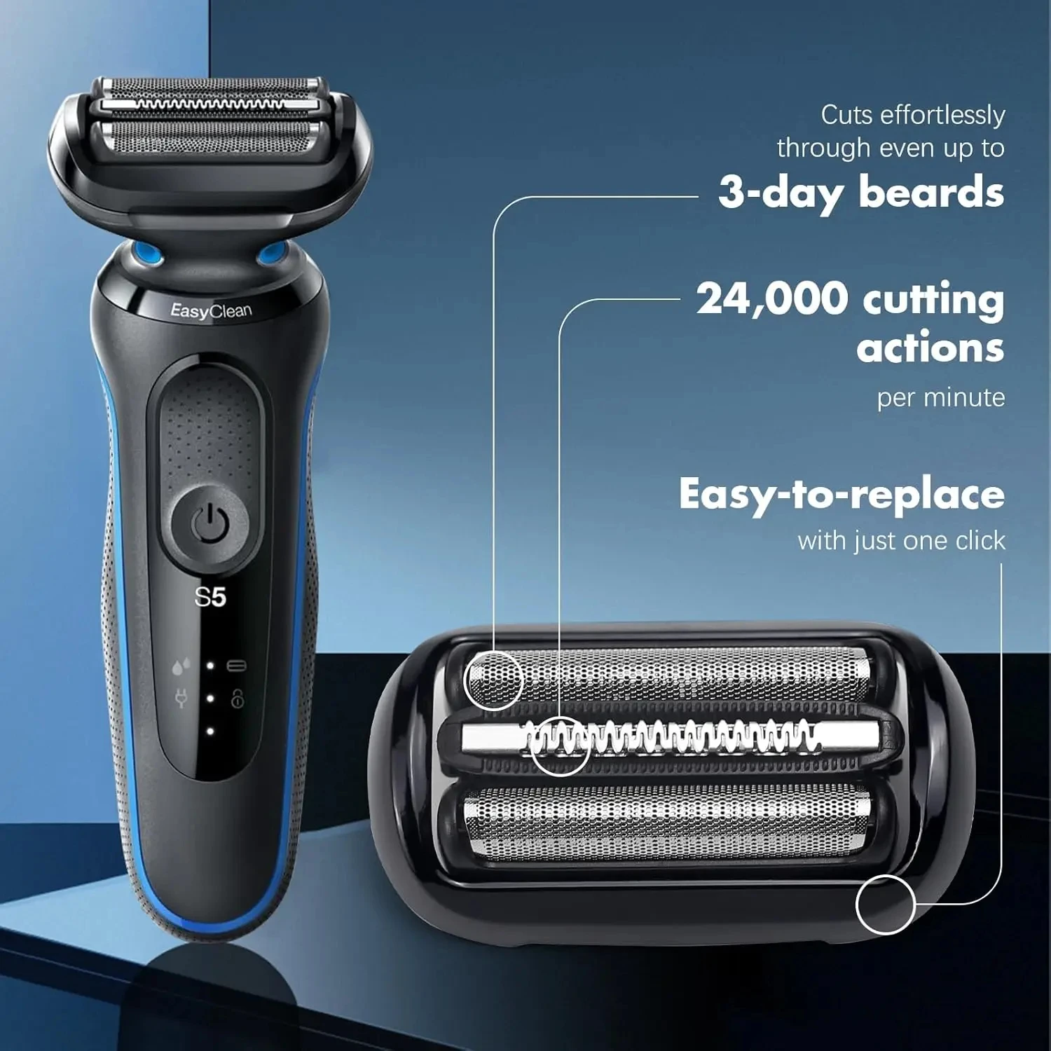 53B Replacement Head Compatible with Series 5/6 Electric Shaver Razor 5018s, 5020s, 5031s, 5050cs, 6020s, 6072cc,Black