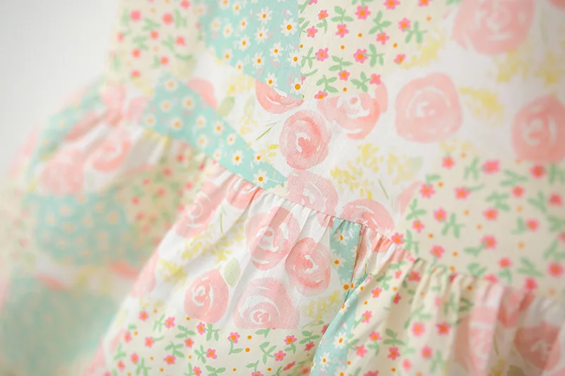 Sweet Lovely Summer New Baby Girl Dress Flower Print Birthday Party Princess Dress Children's Clothing 9 Months - 4 Years Old