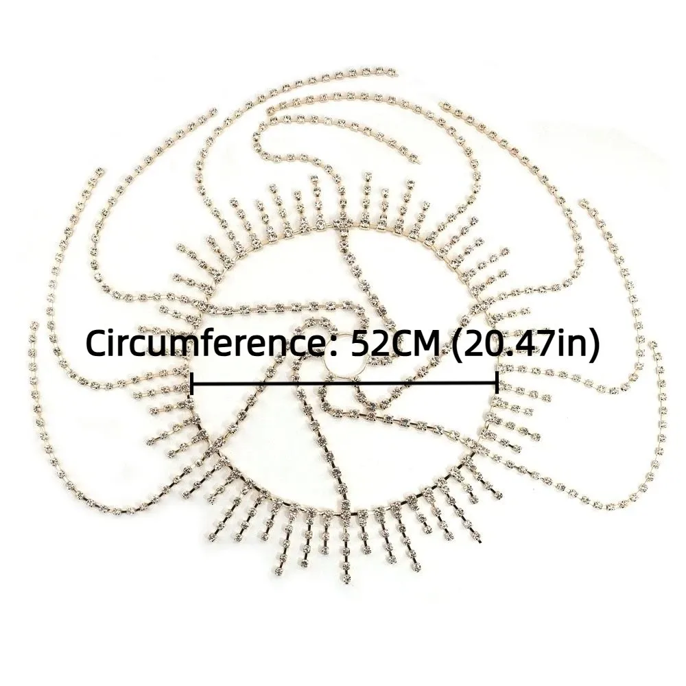 Flash Rhinestone Cap Headpiece Fringe Mesh Full Rhinestone Inlay Crystal Head Chain Retro Style Personalized Tassel Headband