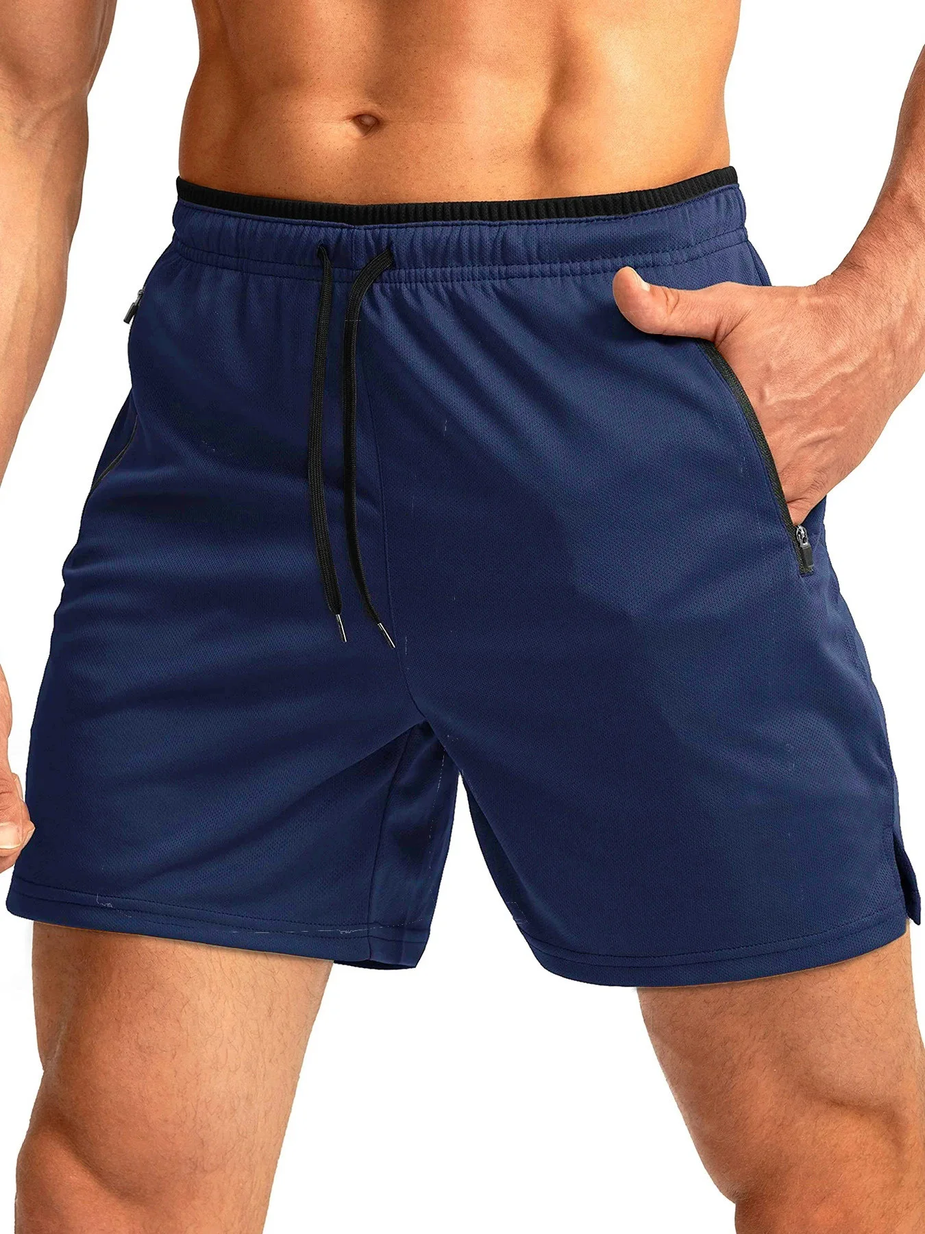 Summer hot sale Men drawstring sports shorts with zippers on both sides pockets, fashionable and comfortable 