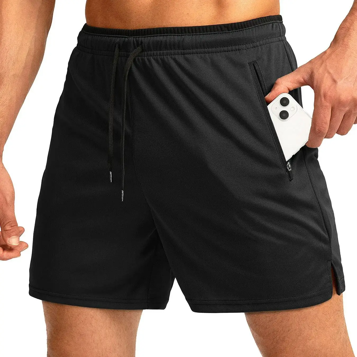 Summer hot sale Men drawstring sports shorts with zippers on both sides pockets, fashionable and comfortable 