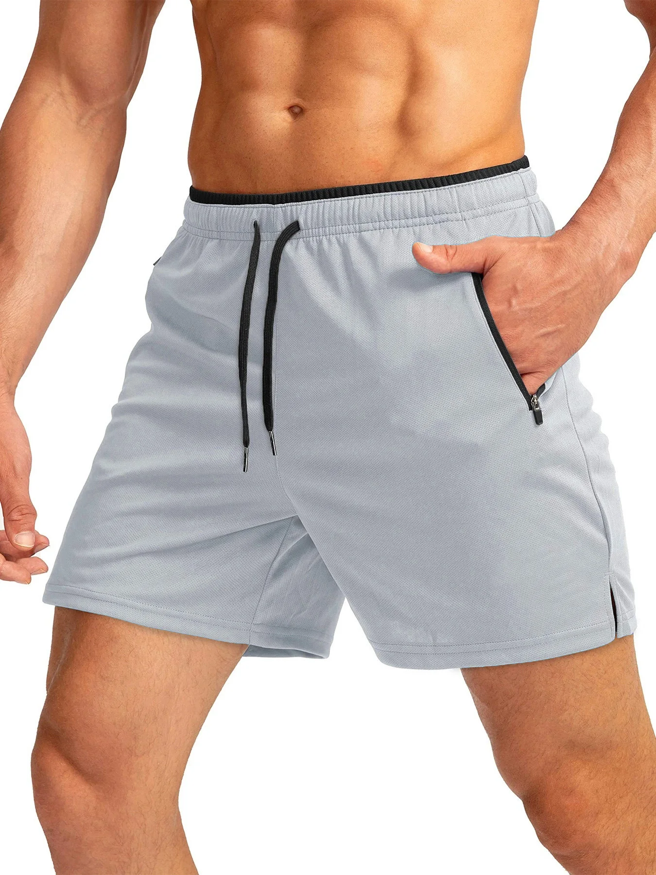Summer hot sale Men drawstring sports shorts with zippers on both sides pockets, fashionable and comfortable 