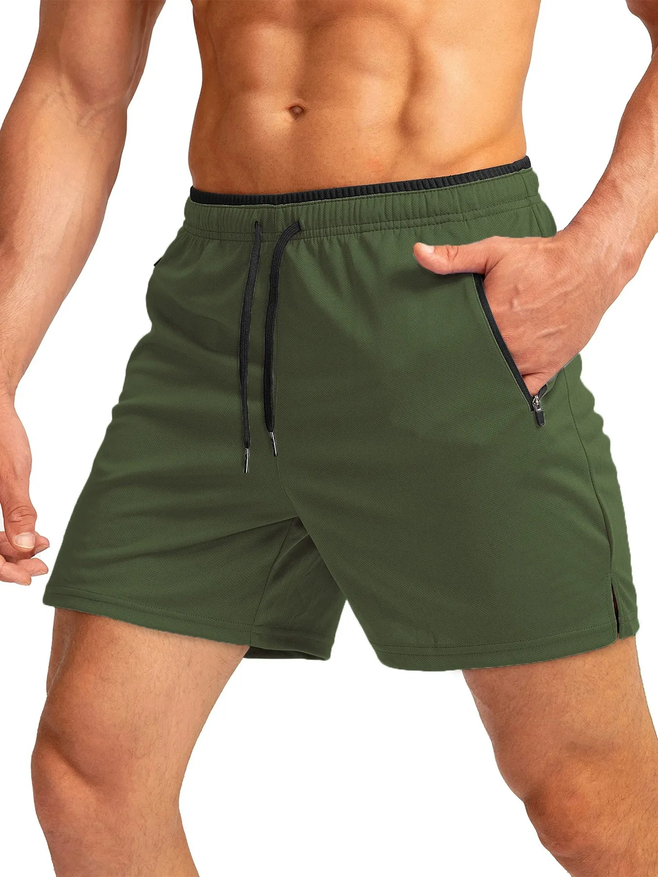 Summer hot sale Men drawstring sports shorts with zippers on both sides pockets, fashionable and comfortable 