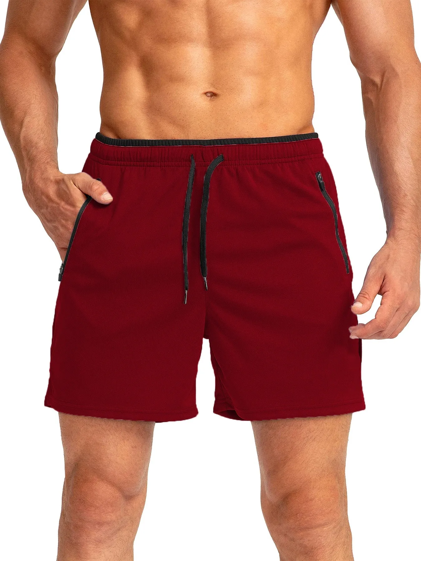 Summer hot sale Men drawstring sports shorts with zippers on both sides pockets, fashionable and comfortable 