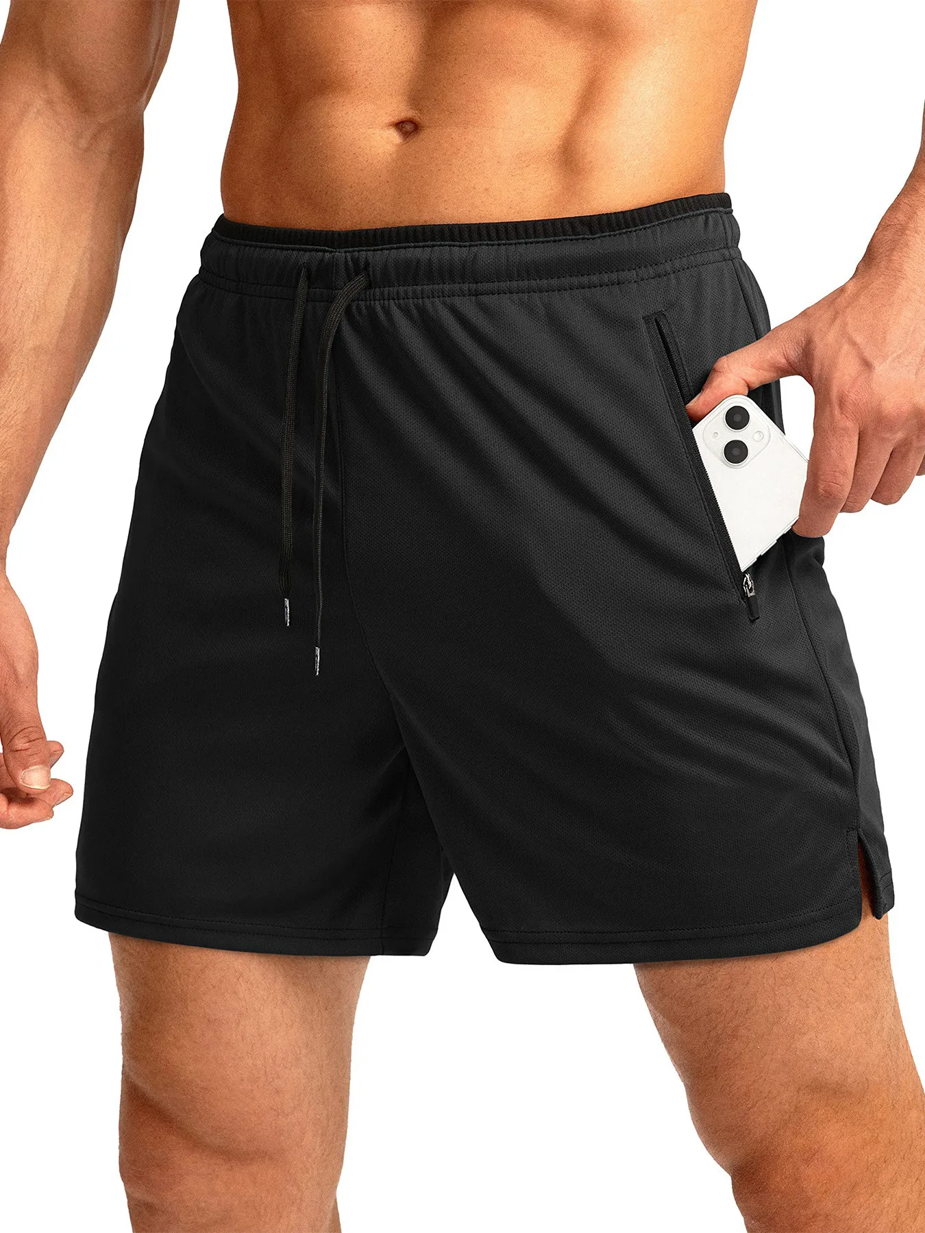 Summer hot sale Men drawstring sports shorts with zippers on both sides pockets, fashionable and comfortable 
