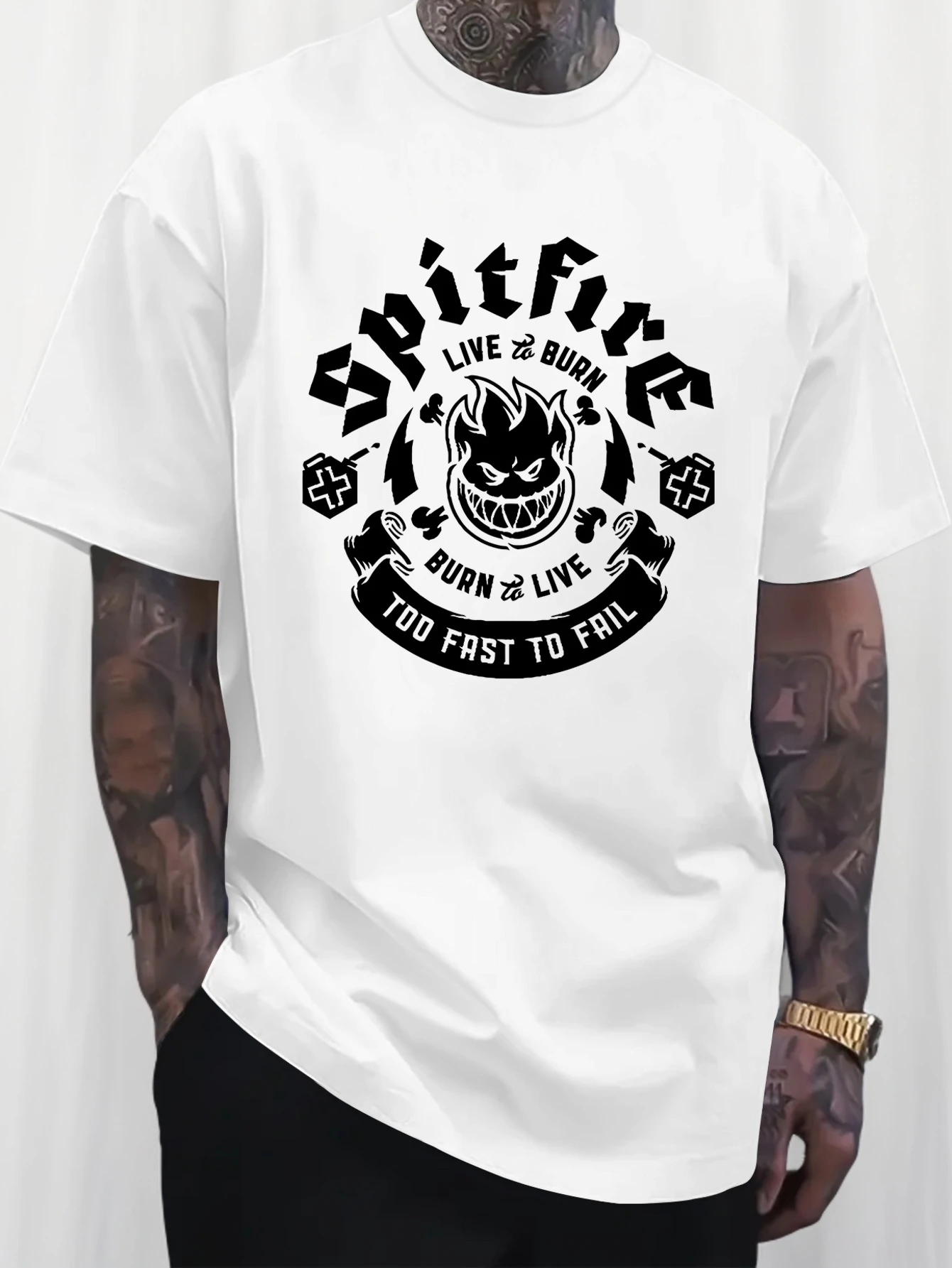 Summer Men's 100% Cotton Casual Loose Letter Pattern Printed Comfortable Sports Round Neck Short Sleeved T-Shirt Top