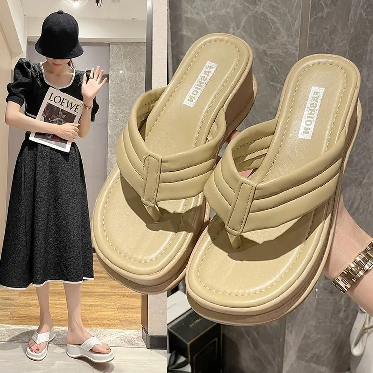 Summer Women's Flip Flop Platform Women Slippers Clip Toe Slip on Shoes Ladies Casaul Wedges Female Slides Sandalias 40
