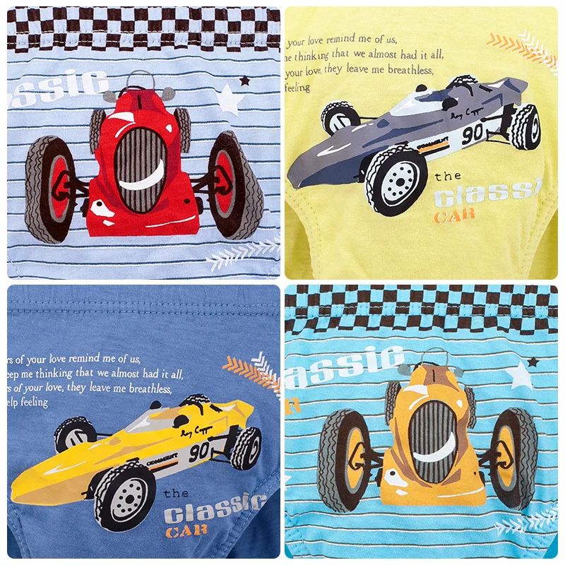 5-Pack Boys Underwear Soft Cotton Boys Briefs Cartoon Race Cars Kids Panties Breathable Knickers For Boys Exquisite Box Package