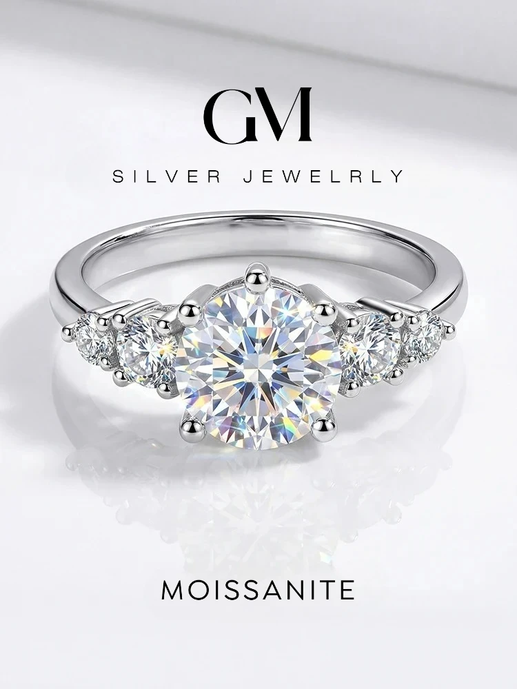 925 Sterling Silver Fashion Real 1CT Certified Moissanite Diamond Engagement Rings for Women Wedding High Quality Fine Jewelry