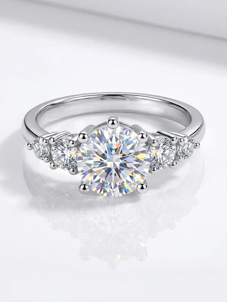 925 Sterling Silver Fashion Real 1CT Certified Moissanite Diamond Engagement Rings for Women Wedding High Quality Fine Jewelry