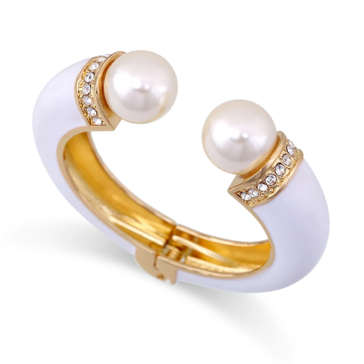 10 Colors Boho Personalized Double Pearls Cuff Bangle for Women Party Bracelet Engagement Accessory Rhinestone Bangles Jewelry