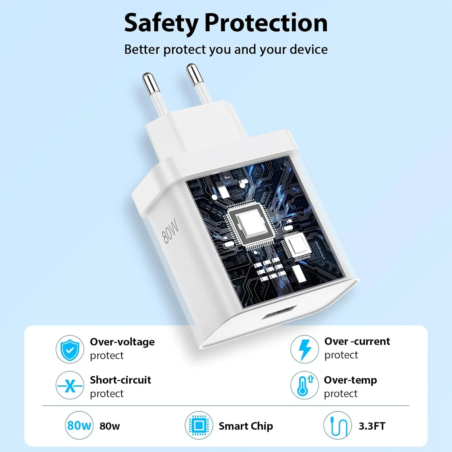 80W SuperVOOC EU Ultra Fast Charger For OnePlus 9 10 Pro 11 12 12R 13 13R 15 15R Nord 3 4 5 CE 3 4 Lite Type-C USB Charge Cable