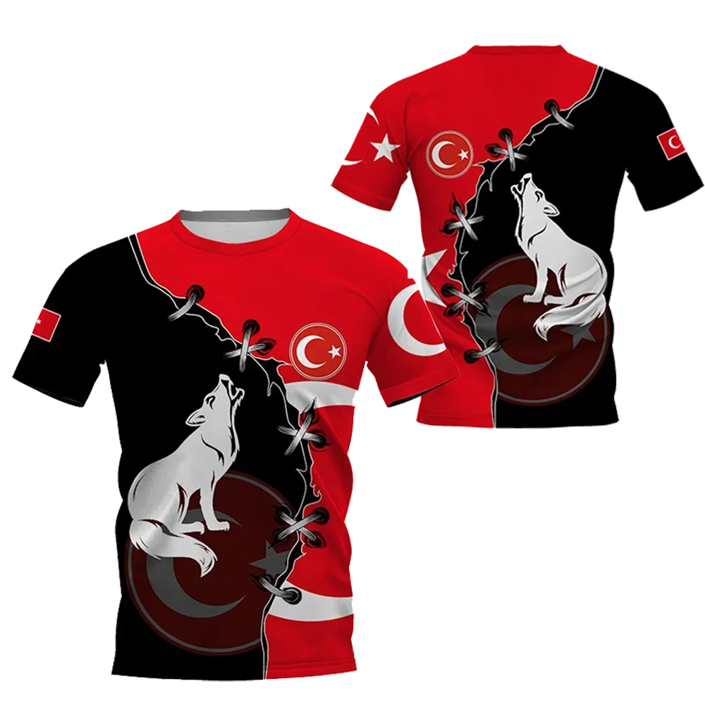 3D Print Turkey Flag Sport Quickdry Breathable Men Women TShirt Outdoor Football Jersey Team Loose Parent-child Short Sleeve Top