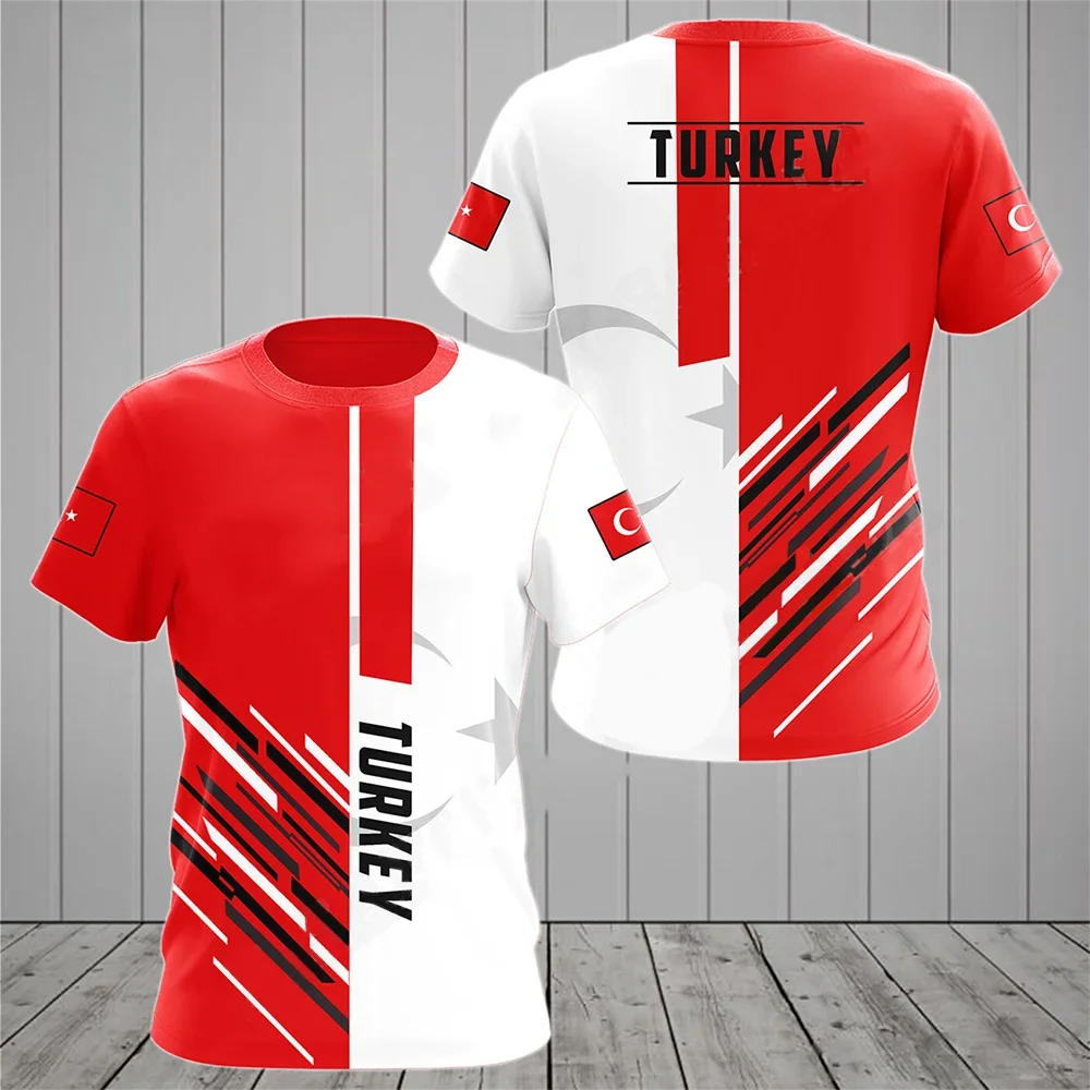 3D Print Turkey Flag Sport Quickdry Breathable Men Women TShirt Outdoor Football Jersey Team Loose Parent-child Short Sleeve Top