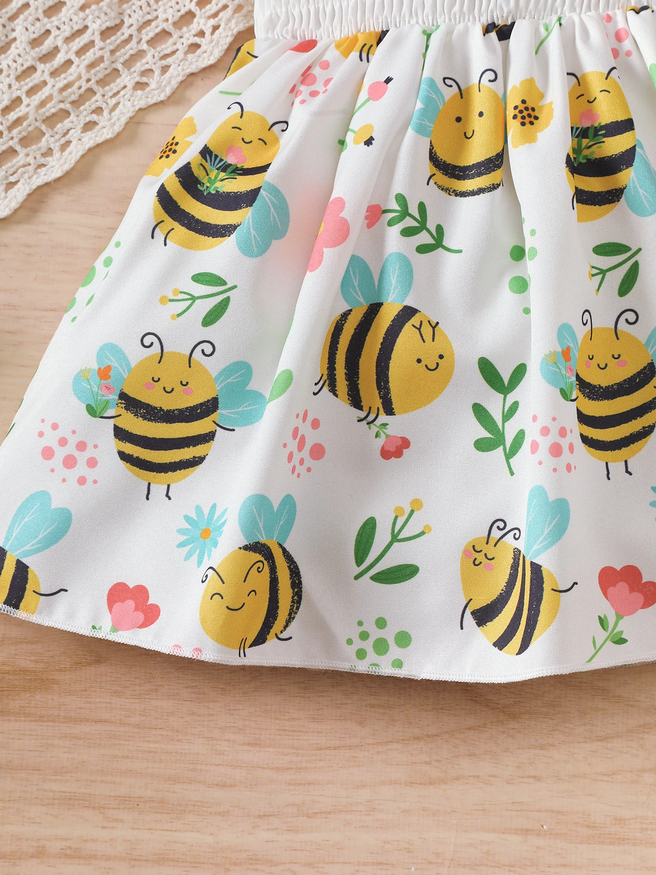 Baby Girl Dress Cartoon Bee Printed Strap Dress+Hat 2Pcs/Set 0-3 Year Old Cute Baby Girl Summer Dress Set Baby Clothing