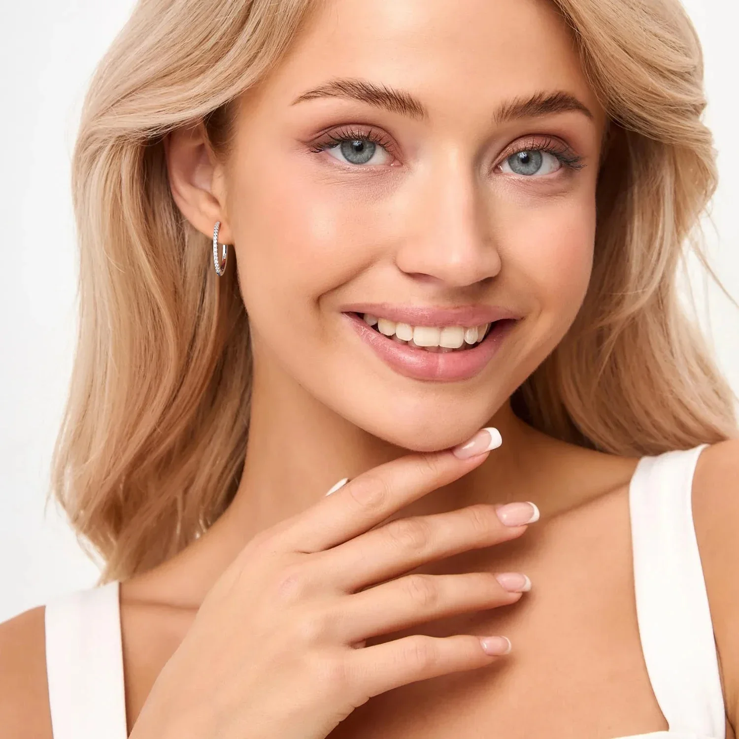 Pretty Beauty 23mm Moissanite Hoop Earrings S925 Sterling Silver for Women Wedding Party White Gold Plated Fine Jewelry Gifts