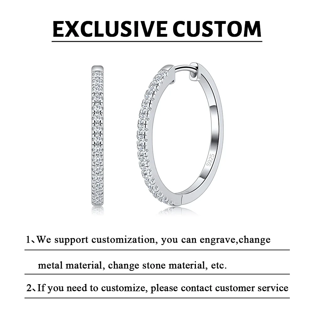 Pretty Beauty 23mm Moissanite Hoop Earrings S925 Sterling Silver for Women Wedding Party White Gold Plated Fine Jewelry Gifts