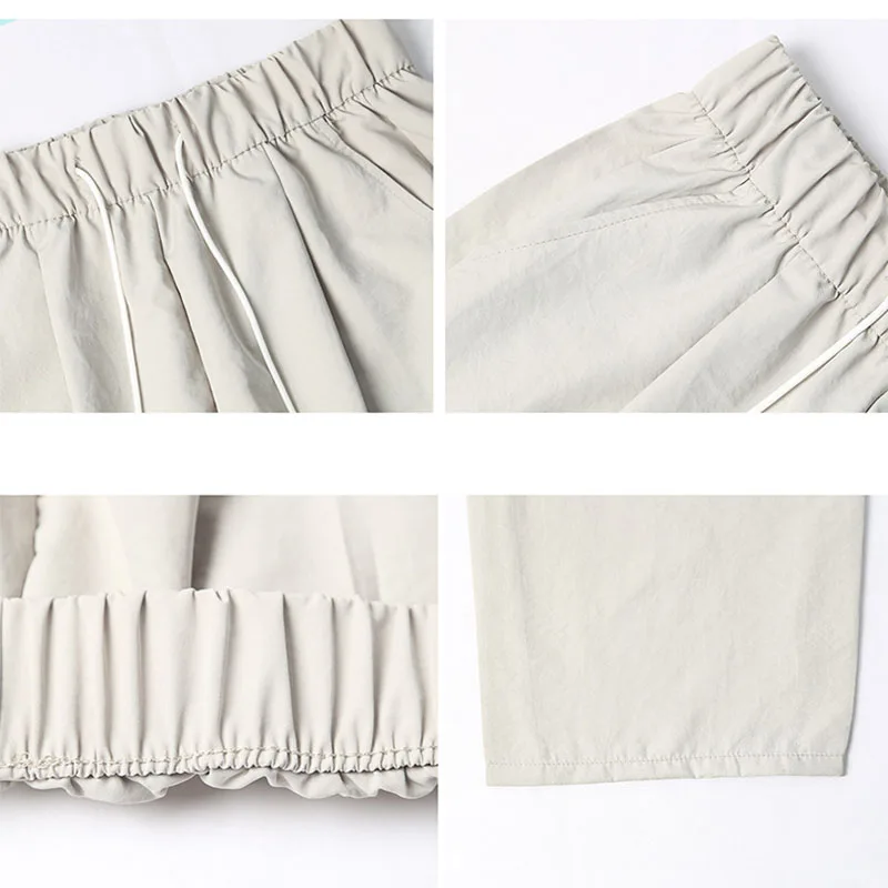 Summer Comfortable Ice Silk Wide Leg Trousers Female Solid Versatile Loose Casual Pants Straight Leg Elastic High Waisted Pants