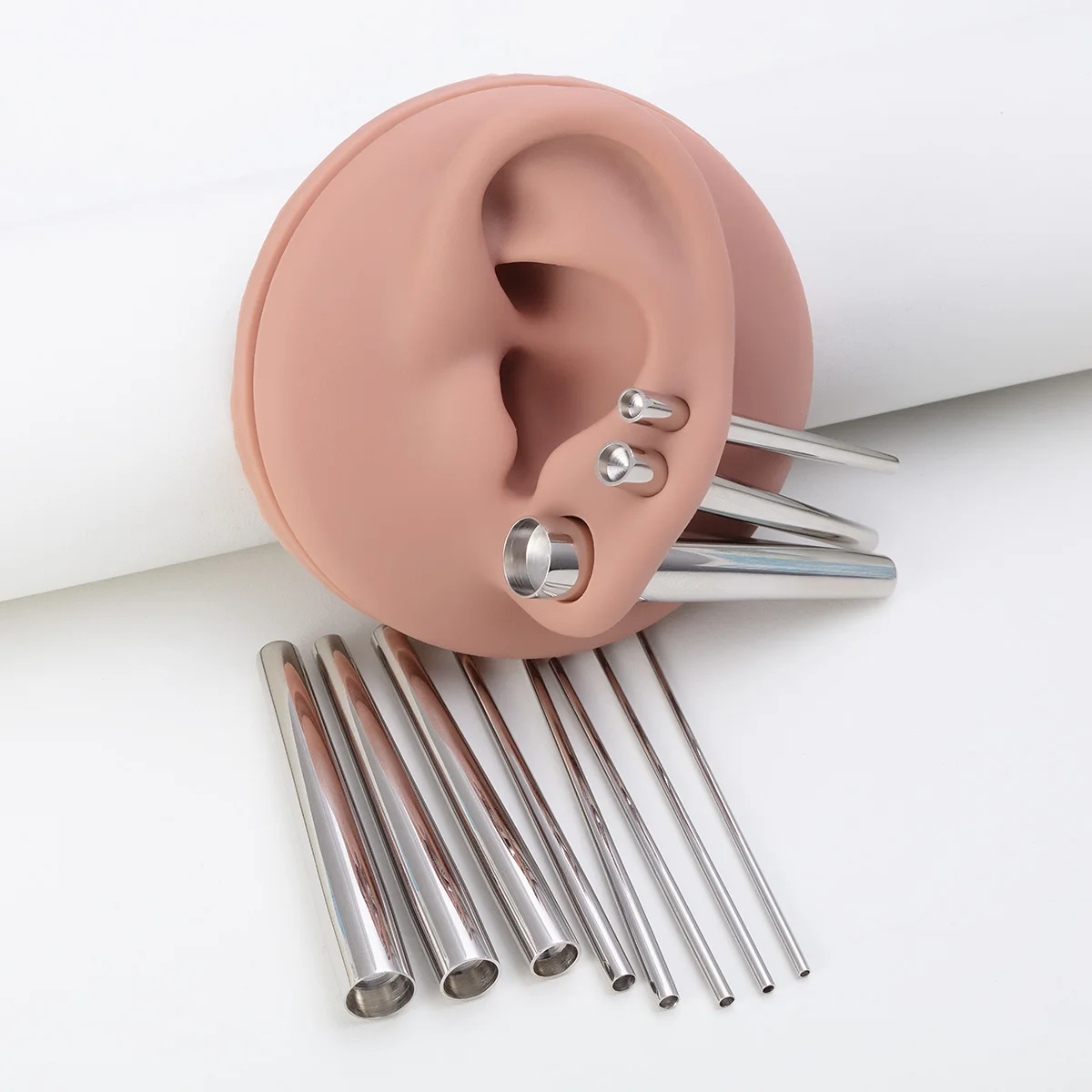 12pcs Surgical Steel Concave Taper Expander Stretching Kit 1.2-9mm Concave Ear Taper Professional Insertion Pin Piercing Jewelry