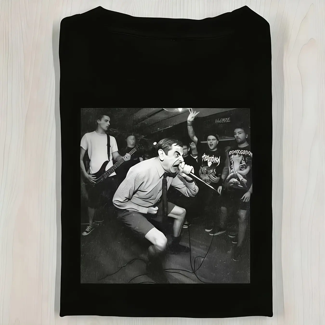 New Mr. Bean Print- Retro Band Design Crew Neck Short-sleeved Casual Shirt All Seasons Classic Fit Soft and Comfortable