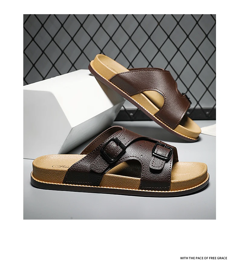 Trendy White Slippers For Men Buckle Designer Slippers Outdoor Beach Shoes Casual Slides Man Comfortable Platform Men's Sandals