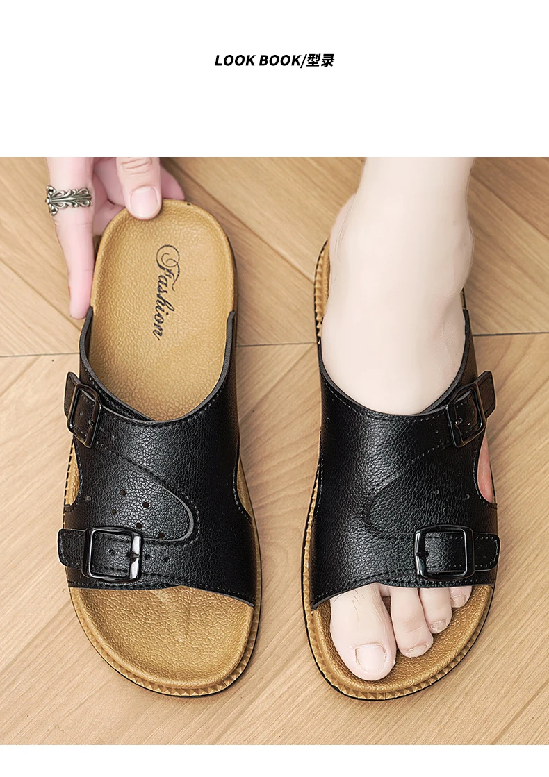 Trendy White Slippers For Men Buckle Designer Slippers Outdoor Beach Shoes Casual Slides Man Comfortable Platform Men's Sandals