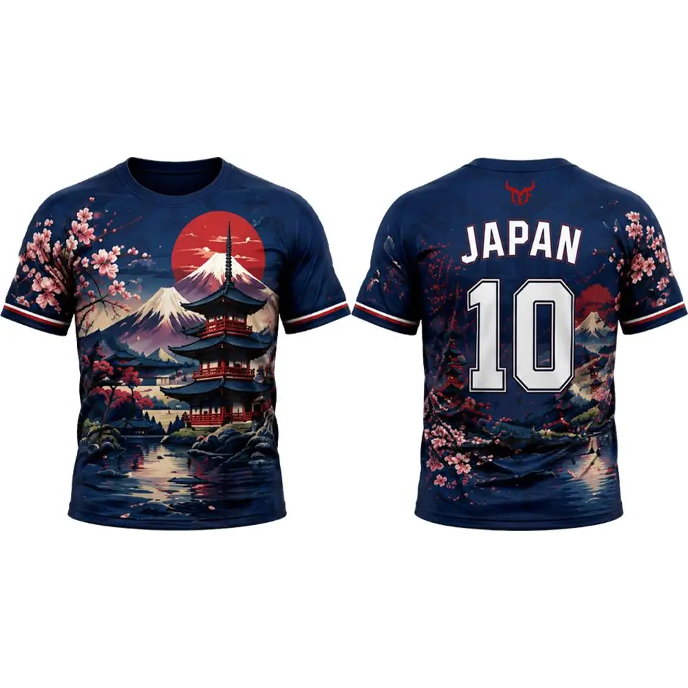 Japanese Style Print Football Jersey Summer Breathable And Quick-drying Football Training Uniform Unisex O-neck Streetwear Top