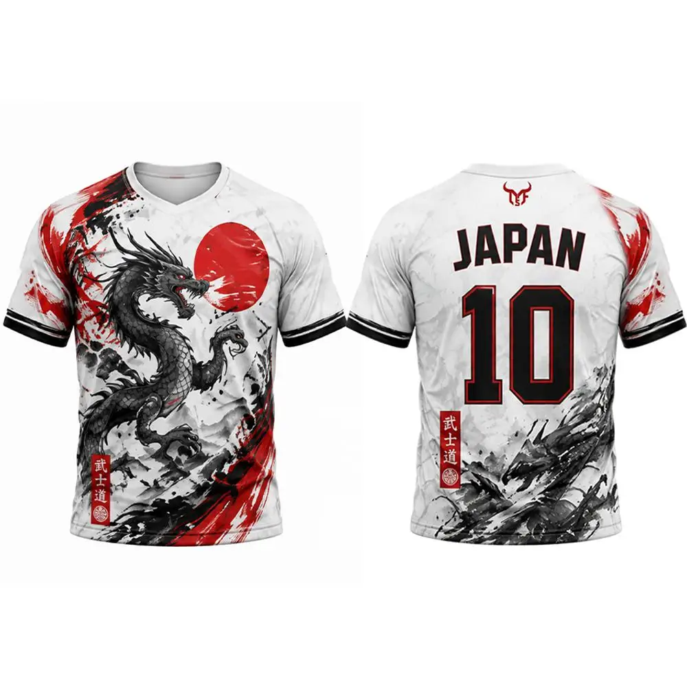 Japanese Style Print Football Jersey Summer Breathable And Quick-drying Football Training Uniform Unisex O-neck Streetwear Top