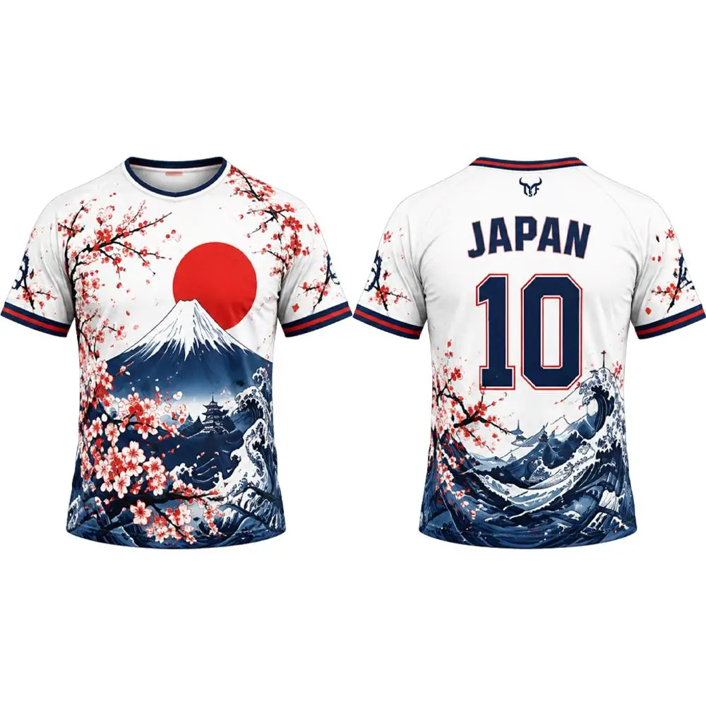 Japanese Style Print Football Jersey Summer Breathable And Quick-drying Football Training Uniform Unisex O-neck Streetwear Top