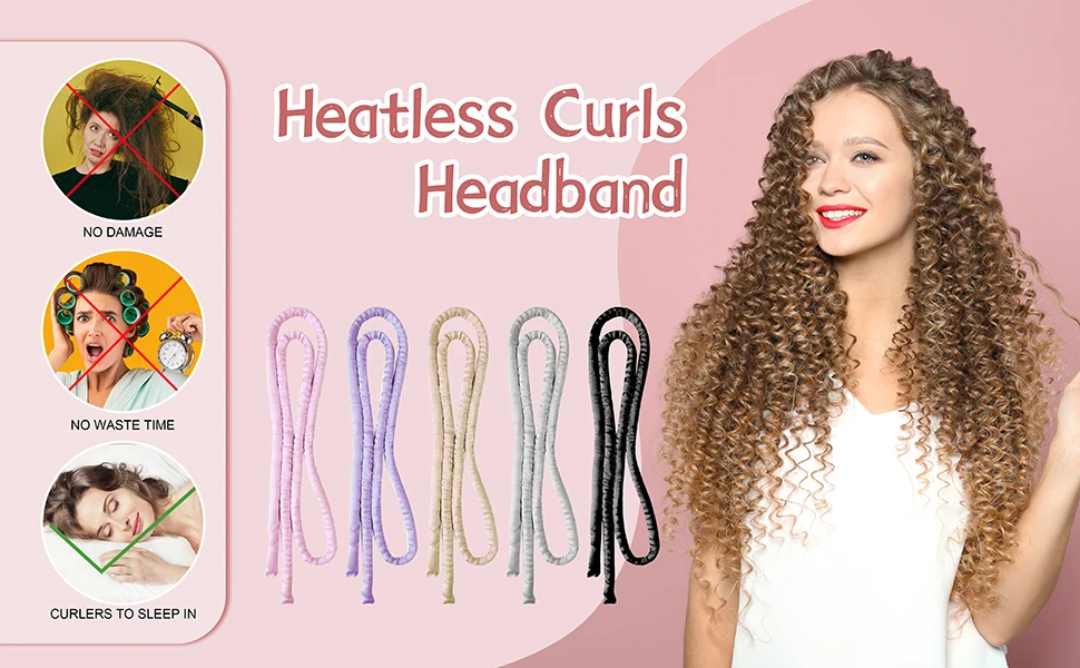 Small Heatless Curling Rod Headband, Upgraded 60" Extra Long Heatless Curls Headband Soft Hair Curlers to Sleep Hair Rollers