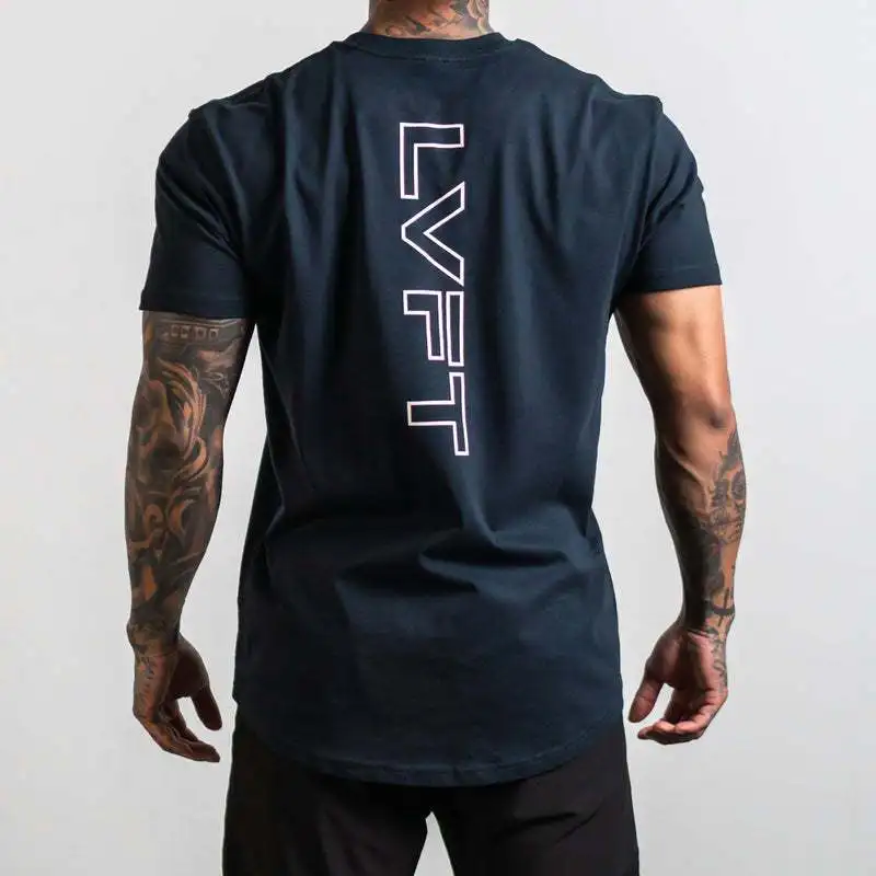 New GYM Fitness Sports Boys Short Sleeve Leisure All Fashion Brand Outdoor Fitness Exercise Elastic Fashion T-shirt Round Collar