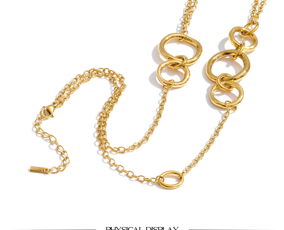 Yhpup 93+5cm Stainless Steel Chain Long Necklace That Goes Down The Chest Summer Vacation Jewelry for Women Accessories
