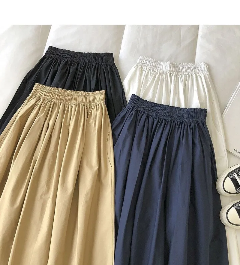 Pure Color Cotton Workwear Khaki Half Skirt Women's 2027Summer New Fashion Korean Style Versatile High-Waisted A-Line Skirt