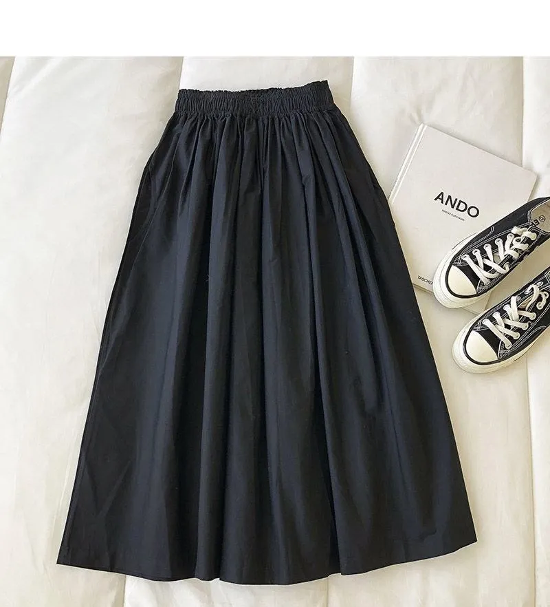 Pure Color Cotton Workwear Khaki Half Skirt Women's 2027Summer New Fashion Korean Style Versatile High-Waisted A-Line Skirt