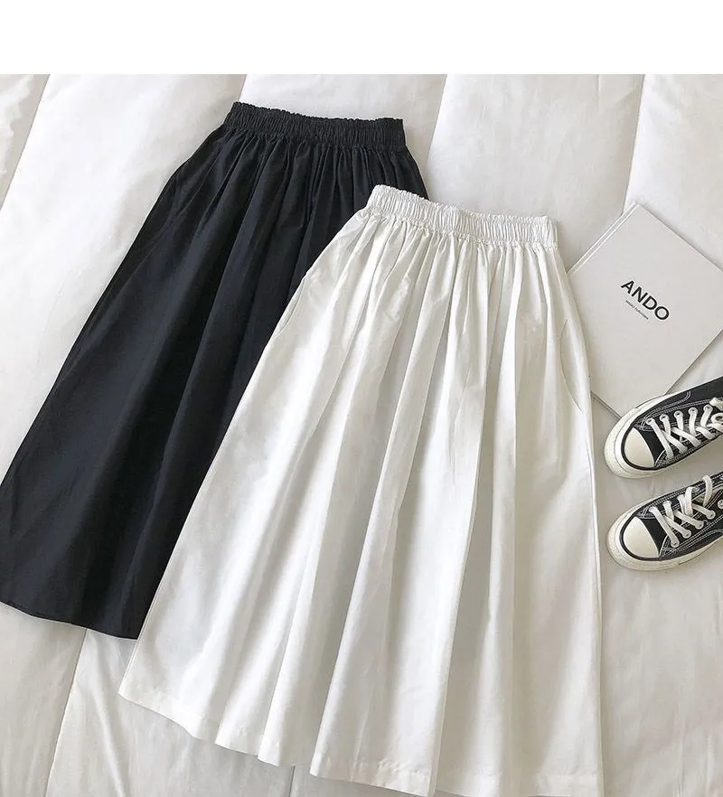 Pure Color Cotton Workwear Khaki Half Skirt Women's 2027Summer New Fashion Korean Style Versatile High-Waisted A-Line Skirt