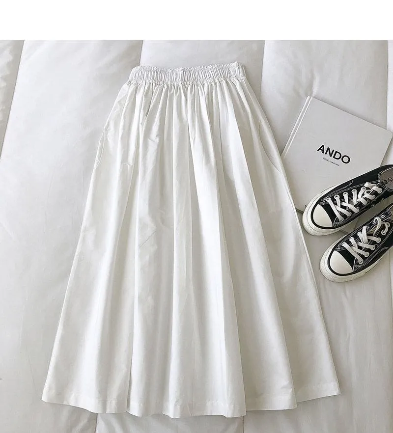 Pure Color Cotton Workwear Khaki Half Skirt Women's 2027Summer New Fashion Korean Style Versatile High-Waisted A-Line Skirt