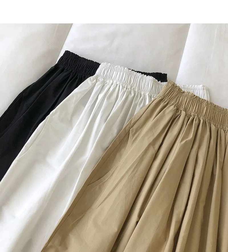 Pure Color Cotton Workwear Khaki Half Skirt Women's 2027Summer New Fashion Korean Style Versatile High-Waisted A-Line Skirt