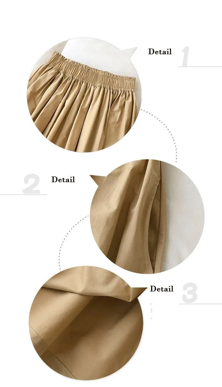 Pure Color Cotton Workwear Khaki Half Skirt Women's 2027Summer New Fashion Korean Style Versatile High-Waisted A-Line Skirt