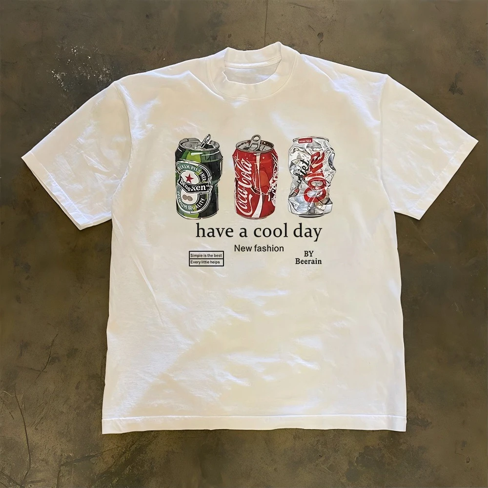 Hot-selling Summer Short-sleeved T-shirts, Men's and Women's Styles, Round Neck, Loose Fit, Casual Half Sleeves