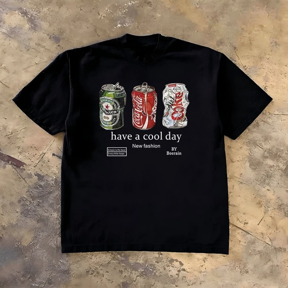 Hot-selling Summer Short-sleeved T-shirts, Men's and Women's Styles, Round Neck, Loose Fit, Casual Half Sleeves