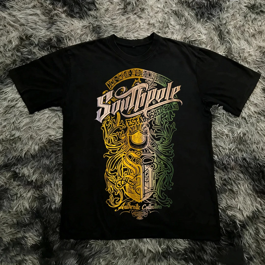 Classic Y2K Gothic Style High Street T-shirt Print Oversized T Shirt Harajuku Round Neck Cotton Tops 2026 Summer Men Women Tops