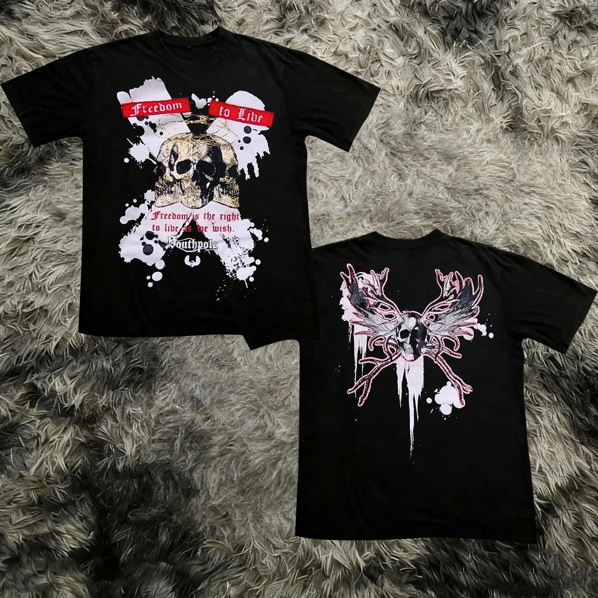 Classic Y2K Gothic Style High Street T-shirt Print Oversized T Shirt Harajuku Round Neck Cotton Tops 2026 Summer Men Women Tops