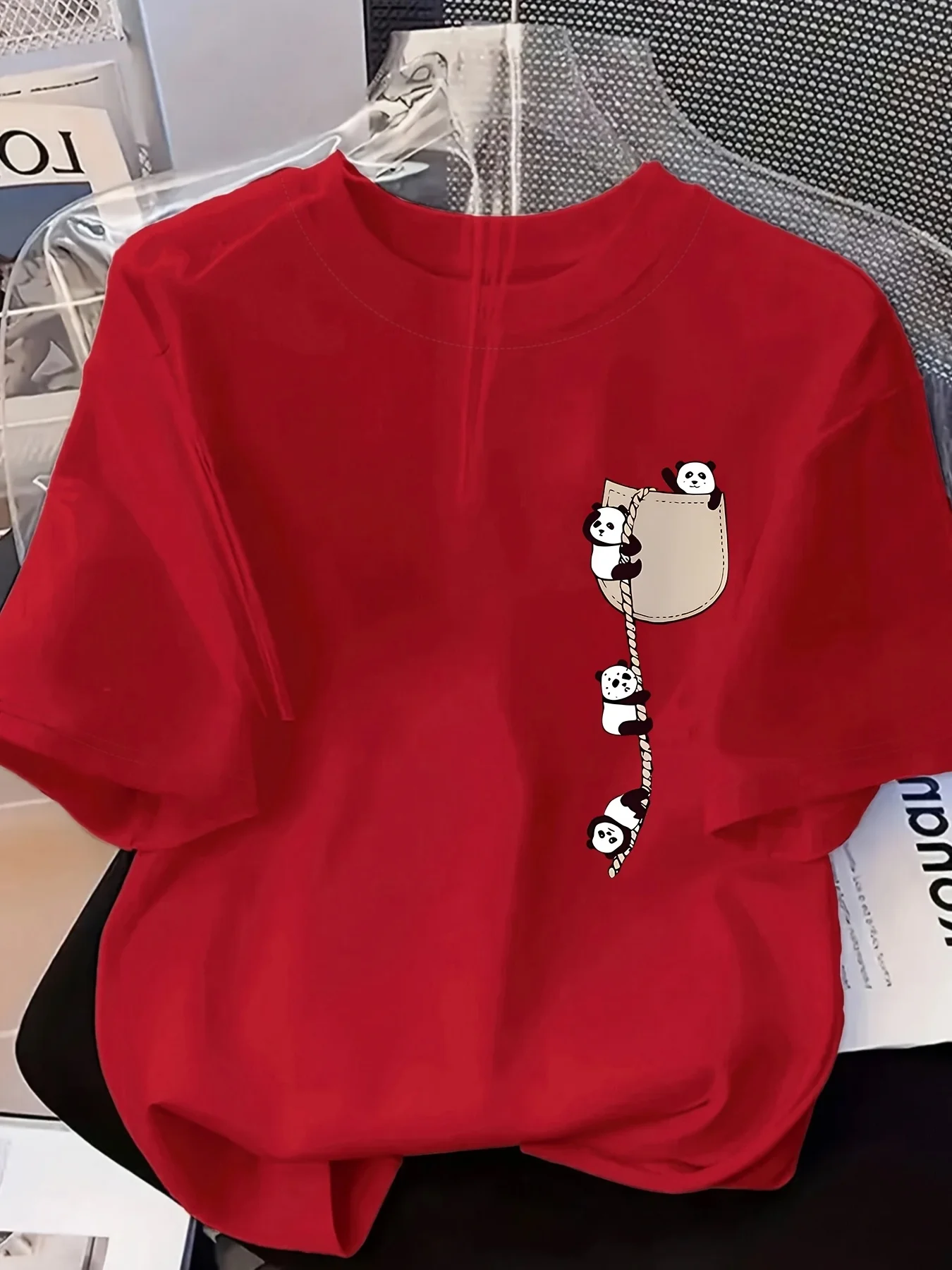 2026 Fashion New Design - Women's Round-neck Panda Print Fashion Short-Sleeved Summer Casual T-shirt women clothes